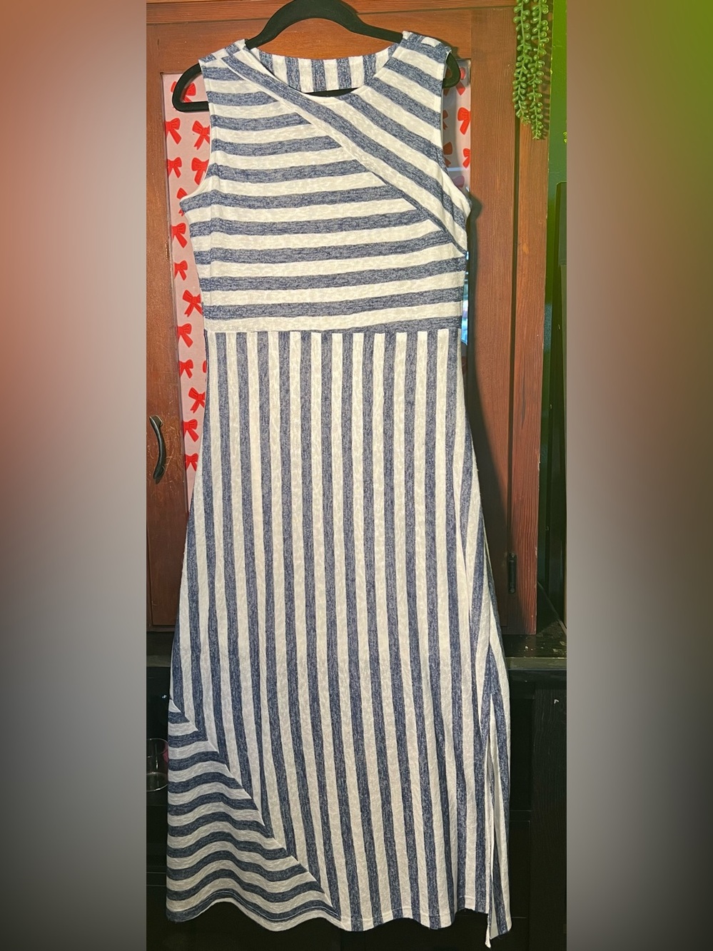 ZOE Sleeveless Navy and White Striped Maxi Dress Size P/S